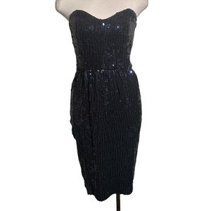 French Connection Navy  Sequin Strapless Dress Prom Party Size 2